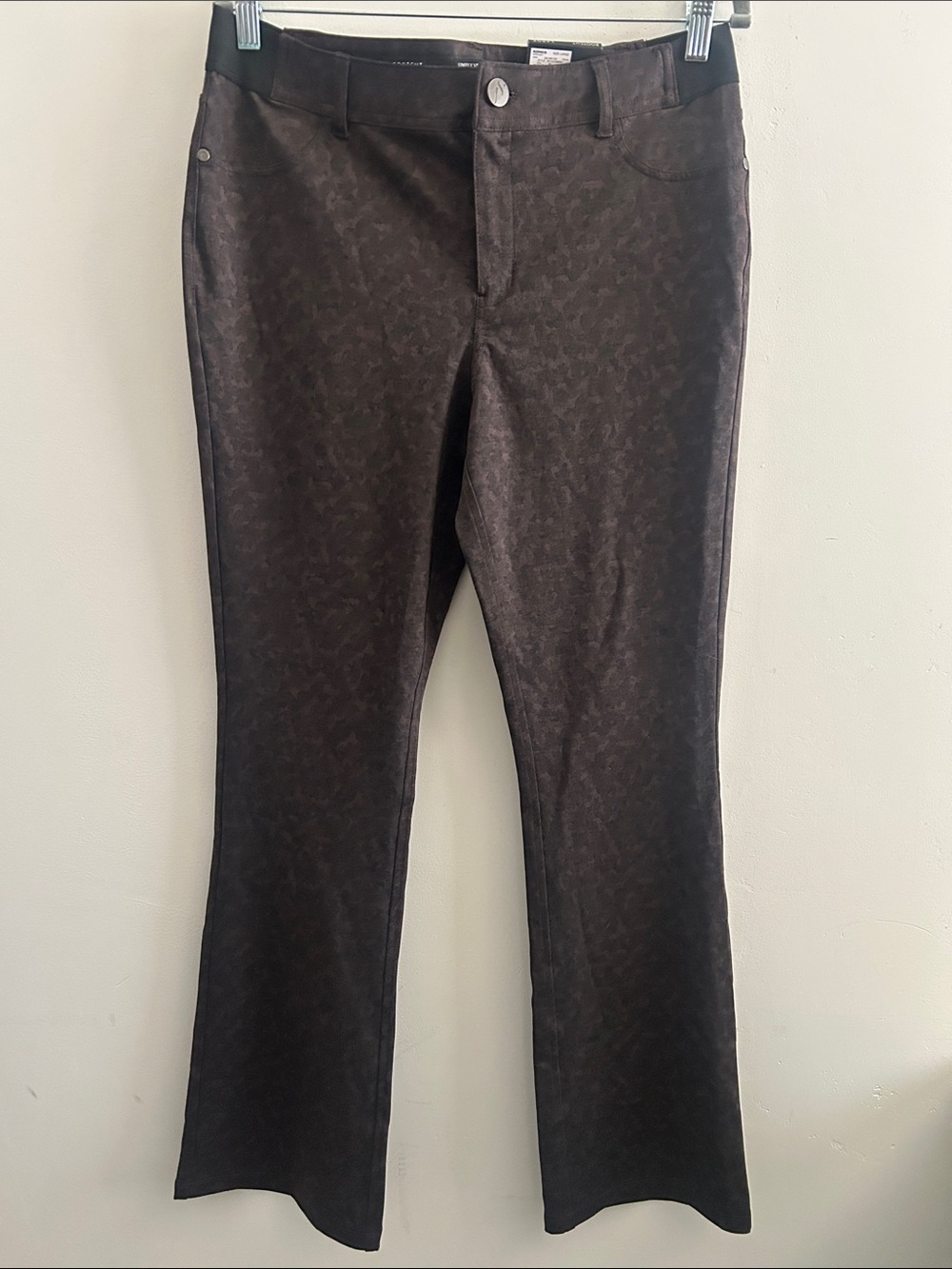 Vera Wang Simply Women’s Size Large Brown Boot-Cut Pants - Subtle Pattern